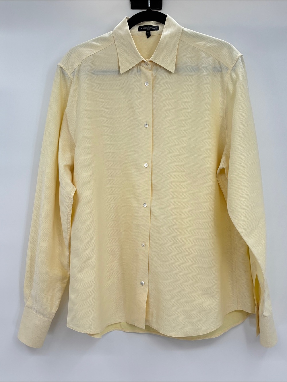Audrey Talbott Women’s Yellow Button Up Textured Office Dress Top Shirt XL